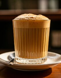 A cup of Coffee Yuen Yeung, a blend of coffee and tea.
