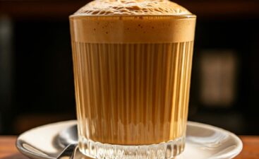 A cup of Coffee Yuen Yeung, a blend of coffee and tea.
